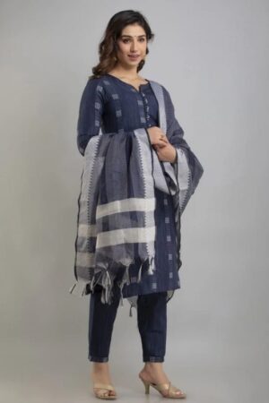 Monika Striped, Woven, Self Design, Solid Kurta, Trouser/Pant & Dupatta Set Special price