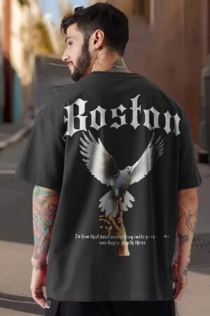 Force  Men Printed Round Neck Cotton Blend Black T-Shirt