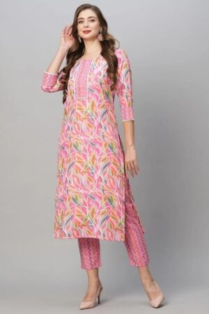 BAMSOM WEAR  Women Cotton Blend Kurti Pant Set