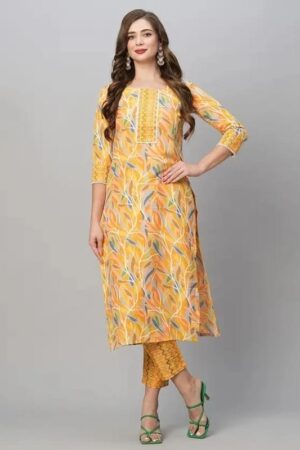 BAMSOM WEAR  Women Cotton Blend Kurti Pant Set